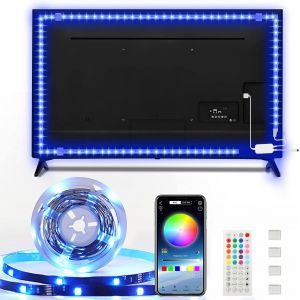 Ruban Led 5m,Bande Lumineuse Led Rgb 5050 Usb,Sync Musique Avec Télécommande Et App,Ruban Led Bluetooth Pour Chambre,Tv - Neuf