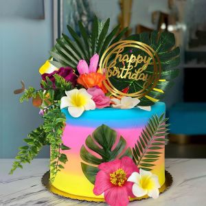 KALANKA-Décoration Gâteau Hawaïens Tropical Decoration Gateau Anniversaire Été Luau Cake Toppers Fleurs, Feuilles Tropicales Deco Gateau pour Hawaï, Aloha, Fêtes d'été sur la Plage - Neuf