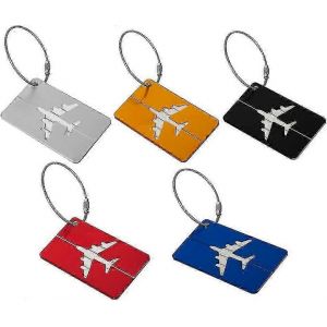 Étiquettes de bagages,alliage d'aluminium Bagages Bagages Sac à main Étiquette de sac de valise Étiquettes Nom Porte-adresse pour voyage d'affaires (5pcs,or + sil -t - Neuf