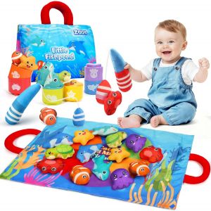 Montessori Toys for 1 2 3 4 Year Old Kids Fishing Game 5 in 1 Fabric Fishing Game for 1 2 3 4 Year Old Baby Toys Baby Gifts 1st Birthday Gifts for Girls Including - Neuf