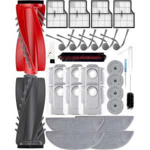 NouvelHorizonstore-Lot de 30 accessoires pour aspirateur robot Roborock SAROS 10/G30 avec 2 brosses &agrave; rouleau, 6 brosses lat&eacute;rales, 4 filtres, 4 + 4 tampons de serpill&egrave;re, 6 sacs &agrave; poussi&egrave;re, 1 bross - Neuf