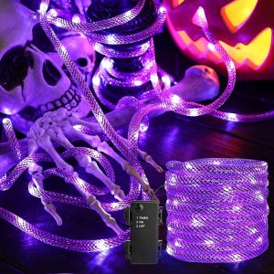 Cheng-Halloween Guirlande Lumineuse Int&eacute;rieur, 36 Led Violet No&euml;l Guirlande Guinguette &Agrave; Piles Avec Minuterie Ext&eacute;rieur D&eacute;coration Lumi&egrave;re Pour Jardin Maison Mariage Patio Cour Horreur F&ecirc;te Vase - Neuf