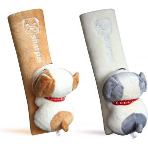 Lot De 2 Coussins De Ceinture De Sécurité Pour Enfants, Ajusteurs De Ceinture De Sécurité Pour Enfants, Coussinets D'épaule Souples Au Design Dessin Animé, 6,5 X 23 Cm - Neuf