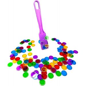 Kit De Bingo Magnétique-1 Bâton Magnétique + 100 Jetons Loto-Jeu Éducatif Pour Enfants Et Accessoire Pratique De Stockage (Bâton Violet& Jetons De Loto Multicolores) - Neuf