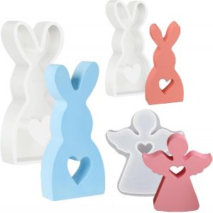 Kalanka-Lot De 3 Moules En Silicone 3d En Forme De Lapin De P&acirc;ques - Moule En Silicone - Moule En Silicone Pour La Fabrication De Bougies - 3d - Neuf