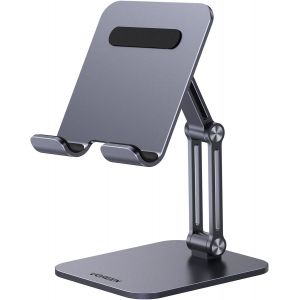 KAL-Support Tablette Bureau Haut R&eacute;glable Pose Tablette T&eacute;l&eacute;phone Portable Pliable En Aluminium Compatible Avec Ipad Pro Air Mini 12,9 11 10,5 Pouces Galaxy Tab A9 S9 Iphone 16 Plus Pro Max 15 - Neuf