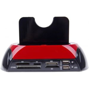 Station d'accueil 2 disques durs 2.5 3.5 Sata IDE E-Sata USB 2.0 3.0 Lecteur HDD SD - Neuf