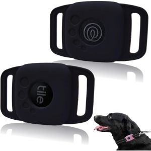 Mevronisshop-Tile Mate 2022 Lot De 2 Coques En Silicone Pour Animaux De Compagnie, Chien, Chat, Accessoires Compatibles Avec Traqueur Anti-Rayures,S&ucirc;r Et L&eacute;ger Pour Collier De Chien Et Enfants (Noir) - Neuf