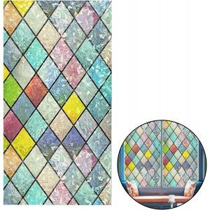 KALANKA-Film Fenetre Anti Regard 200 x 30cm Film Occultant FenêTre Effet Arc-en-Ciel Couleur Grille Cristalline Films éLectrostatique pour FenêTres, Portes, Salles de Bains et Cuisines - Neuf