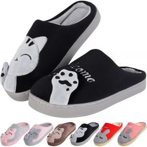 Kalanka-Chaussons Femme Hiver Pantoufles Homme Chaud Peluche Pantoufle Femme Confort Chausson Maison Fille Mignon Pantoufles Chat Antidérapant Chaussures En Coton Intérieure - Neuf