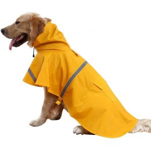 Imperméable À Capuche Réglable Et Réfléchissant Pour Chien, Vêtement De Pluie Pour Petit, Moyen Et Grand Gabarit (Xl, Orange) - Neuf