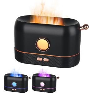 Diffuseur d'arômes à effet de flamme,Diffuseur d'huiles essentielles avec 3 couleurs,Humidificateur d'air USB 200ml Es - Neuf