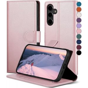 Eryi-Coque Pour Samsung Galaxy A34 5g[Fentes Cartes][Rfid Blocage] Coque Pour Samsung Galaxy A34 5g Avec 1 Verre Trempé Fentes Pour Cartes Etui Housse En Cuir Pu,Coque Pour Samsung A34,Or Rose - Neuf
