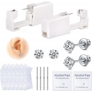 Kal-Kit Piercing Boucles D'oreille Acier Inoxydable Pour Oreilles Tragus, Conque, Hélix, Cartilage, Clous D'oreilles Intégrés, Pistolet De Perçage Automatique Et Indolore Jetable - Neuf