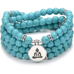 Kalsw-Collier Bouddha Zen Mala Prière Pierre Perles 108 Bracelet Avec Porte-Bonheur Yoga Pour La Méditation - Neuf