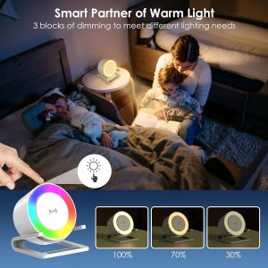 15W Chargeur Sans Fil Avec Bluetooth Enceinte Musique,Qi Chargeur Induction Support Avec Tactile Sensible Lampe De Chevet,Id&eacute;e Cadeau Ado,M&egrave;re,Anniversaire,No&euml;l - Neuf