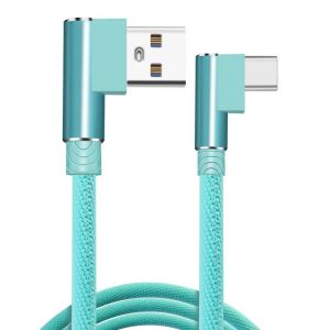 C&acirc;ble Usb De Type C 90 Coude R&eacute;sistant En Nylon Tress&eacute; De 1m/2m/3m,C&acirc;ble De Donn&eacute;es &Agrave; Charge Rapide Pour Samsung S8 S9 Oneplus Huawei Xiaomi.Sky Blue.1m Typec Cable - Neuf