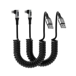 TRAHOO-90 Degr&eacute;s C&acirc;ble iPhone USB vers Lightning Court, Certifi&eacute; MFi C&acirc;ble USB &eacute;lastique enroul&eacute; r&eacute;tractable de synchronisation de donn&eacute;es c&acirc;ble de Charge Spirale Rapide pour iPhone/Pad/Pod - Neuf