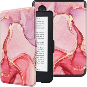 GUOP-Slimshell Coque De Protection Pour Kobo Clara Colour/Bw 2024/2E 2022 Liseuse 6"",Étui Housse Magnétique Smart Cover - Rose Marbre - Neuf