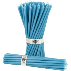 Bougies En Cire D'abeille Pure,Bougies Naturelles Pour La Pri&egrave;re &Agrave; L'eglise,Rituales,La M&eacute;ditation,D&eacute;coration Pour Le G&acirc;teau D'anniversaire,18,5 Cm De Long,Lot De 50 (Turquoise) - Neuf