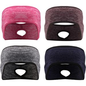 Lot De 4 Bandeaux De Course À Pied En Polaire Avec Trou Pour Queue De Cheval, Bandeau De Yoga Thermique Pour Sports D'hiver Pour Fitness En Plein Air - Neuf