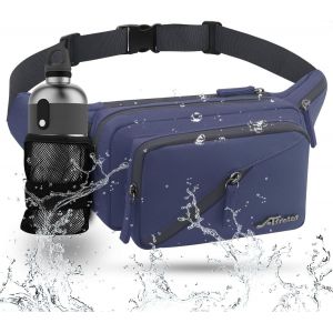 CAUC-Sac Banane pour Femme et Homme Imperm&eacute;able Sacoche Banane avec Porte Bouteille, Grande Capacit&eacute; Ceinture r&eacute;glable Banane Homme pour Balade Escalade Sport Fanny Pack Waist Pack (Bleu) - Neuf
