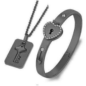 Bracelet De Verrouillage De C?ur D¿Amour Et Collier De Clé Pour Les Bijoux De Couple, Cadeau D¿Anniversaire Que Vous Détenez La Clé De Mon C?ur - Neuf