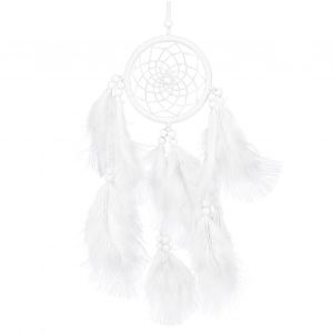 grand attrape-reves fait main, pendentif suspendu pour salon, artisanat, cadeau, decoration de la maison, blanc - Neuf