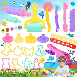 KALANKA-22 Pièces Outils de Pâte À Modeler Moules Kit, Play Dough Modeler pour Enfants, Pate à Modeler Accessoires pour Pate a Modeler Play-Doh Convient aux Garçons et aux Filles(Couleur Aléatoire) - Neuf