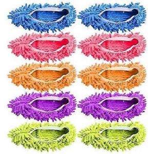 5 Paires De Pantoufles De Vadrouille,Microfibre Poussière Vadrouille Chaussures Multifonction Nettoyage De Sol Couvre-Chaussures Cheveux Nettoyer - Neuf
