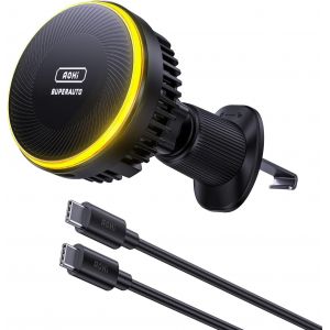 15W Support Telephone Voiture Induction,Chargeur Magsafe Voiture,Refroidissement Téléphone,Support Telephone Voiture Magnétique Sans Fil Grille D'Aération/Tableau Bord Pour Iphone 17/16/15/14/13 - Neuf