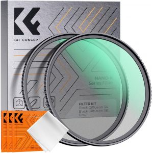 Filtre 77mm Black-Mist 1/4 et Black Diffusion 1/8 en Kit et 3 Chiffons de Nettoyage Emballés sous Vide pour Objectif Appareil Photo Numérique (K Série) - Neuf