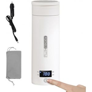 Bouilloire Électrique De Voiture, 12 V, Tasses Chauffantes Électriques, Écran Lcd, Bouilloire Électrique En Acier Inoxydable, Chauffage Rapide, 400 Ml, Tasse À Contrôle De La Température Pour Eau, - Neuf