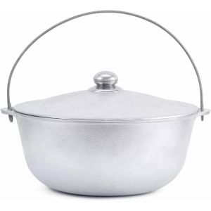 Jexnovashop-Kazan Kazan En Fonte D'aluminium Tatarski, Chaudière Asiatique Avec Anse Et Couvercle - Cocotte Touristique - Chaudron En Aluminium Avec Poignée - 8 L - Neuf