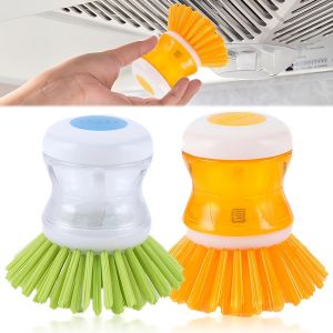 LORANKA-Lot de 2 brosses &agrave; Vaisselle Rechargeables, Brosse &agrave; Vaisselle avec Distributeur de Liquide Vaisselle,Brosse de Cuisine pour Vaisselle,casseroles, po&ecirc;les, Nettoyage d'&eacute;vier (Jaune/Vert) - Neuf