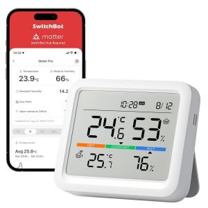SUBZONAL-Station M&eacute;t&eacute;o sans Fil, Moniteur de Temp&eacute;rature/Humidit&eacute; avec Pr&eacute;visions M&eacute;t&eacute;orologiques, Thermom&egrave;tre et Hygrom&egrave;tre Bot Hub Requis, Bluetooth 120M, Thermometre Interieur Exterieur - Neuf