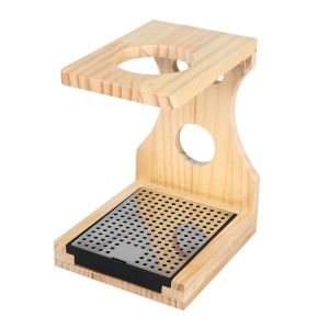 HJLIAN Support elegant en bois pour cafetiere avec filtre et plaque en acier inoxydable - Neuf