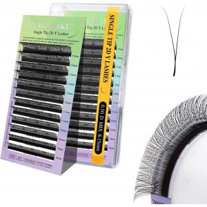 Kalanka-Y Cils 2d Forme Y Professionnelles Pré-Fanés Doux Légers Naturels Volume Russe Extension De Faux Cils Premade Fans Bouquet Prefait Ventilateur Wispy Cluster Eyelash Noir Mat (0.10 D 8-15mm) - Neuf