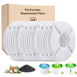 Bhhbb-Huatek Lot De 12 Filtres Pour Fontaine À Eau De Chat, Filtre De Rechange Pour Fontaine À Eau Pour Chat, Avec Peigne Et Brosse De Nettoyage Pour Fontaine D'eau - Neuf