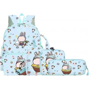 4pcs Cartable Fille Primaire Sac &agrave; Dos Enfant Avec Trousse Lunch Box Portefeuille Gar&ccedil;ons Enfant Sac Ecole Scolaire Fille Maternelle CP CE1 CE2 CM1 CM2 - Neuf