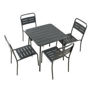 Ensemble Table De Jardin Carr&eacute;e Et 4 Chaises Bergame - Neuf