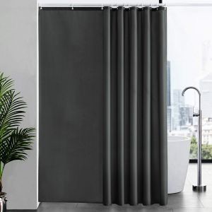 Rideau de Douche Anti Moisissure Tissu en Polyester Imperméable Rideaux de Douche Textile Lavable pour Baignoire ou la Salle de bain 12 Crochets de Rideau Douche Gris Foncé-Extra Long 200x240cm. - Neuf