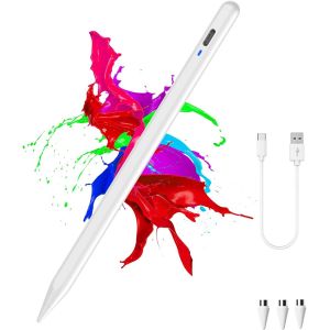 Stylet Magnétique Pour Tablette Avec Pointe Pom De Type C, Stylet De Haute Précision Pour Android/Samsung/Mi/Huawei/Vivo/Lenovo Et Autres Smartphones Et Tablettes Android, Blanc - Neuf