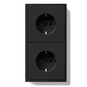 Prise double Schuko encastr&eacute;e,prise murale 16 A avec cadre en PC,prise double avec griffes,2 prises noires - Neuf