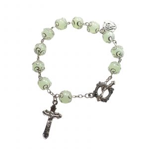 Catholique Vert Rosaire Bracelet Perl&eacute; Lumineux Bracelet J&eacute;sus Bijoux Religieux - Neuf