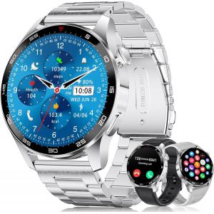 Montre Connectée Homme(3 Bracelets),1.43"" Amoled Montre Intelnte Avec Appel Bluetooth Moniteur Fréquence Cardiaque,120+ Sportifs Smart Watch Etanche Ip68 Pour Android Ios - Neuf