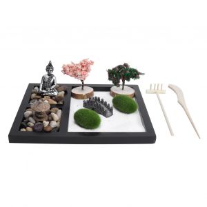 Table de sable de jardin zen, statue de Bouddha, bac a sable, plateau de bureau de style japonais, decoration artisanale - Neuf