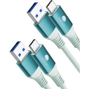 Thef-Lot De 2 Câbles Usb C Courts 1m/3.3ft 10gbps Usb 3.1 Gen2 Type C Android Auto Qc3.0 3,1 A Usb A Vers C Chargeur Rapide Pour Samsung Note20 Galaxy S23/S22 Z Flip 5 Tab S9 Pixel 8 Vert - Neuf