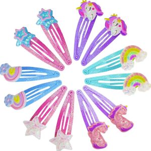 Kal-Lot De 6 Paires D'épingles À Cheveux Licorne Pour Filles, Jolies Barrettes À Cheveux En Métal Scintillantes Pour Filles, Adolescentes, Tout-Petits (Style C) - Neuf