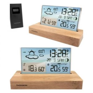Station m&eacute;t&eacute;o Bois Clair R&eacute;veil Affichage digital Station M&eacute;t&eacute;o - D&eacute;cor Bois - Int&eacute;rieur/Ext - Horloge - Hygrom&egrave;tre - Sonde Digitale - Neuf